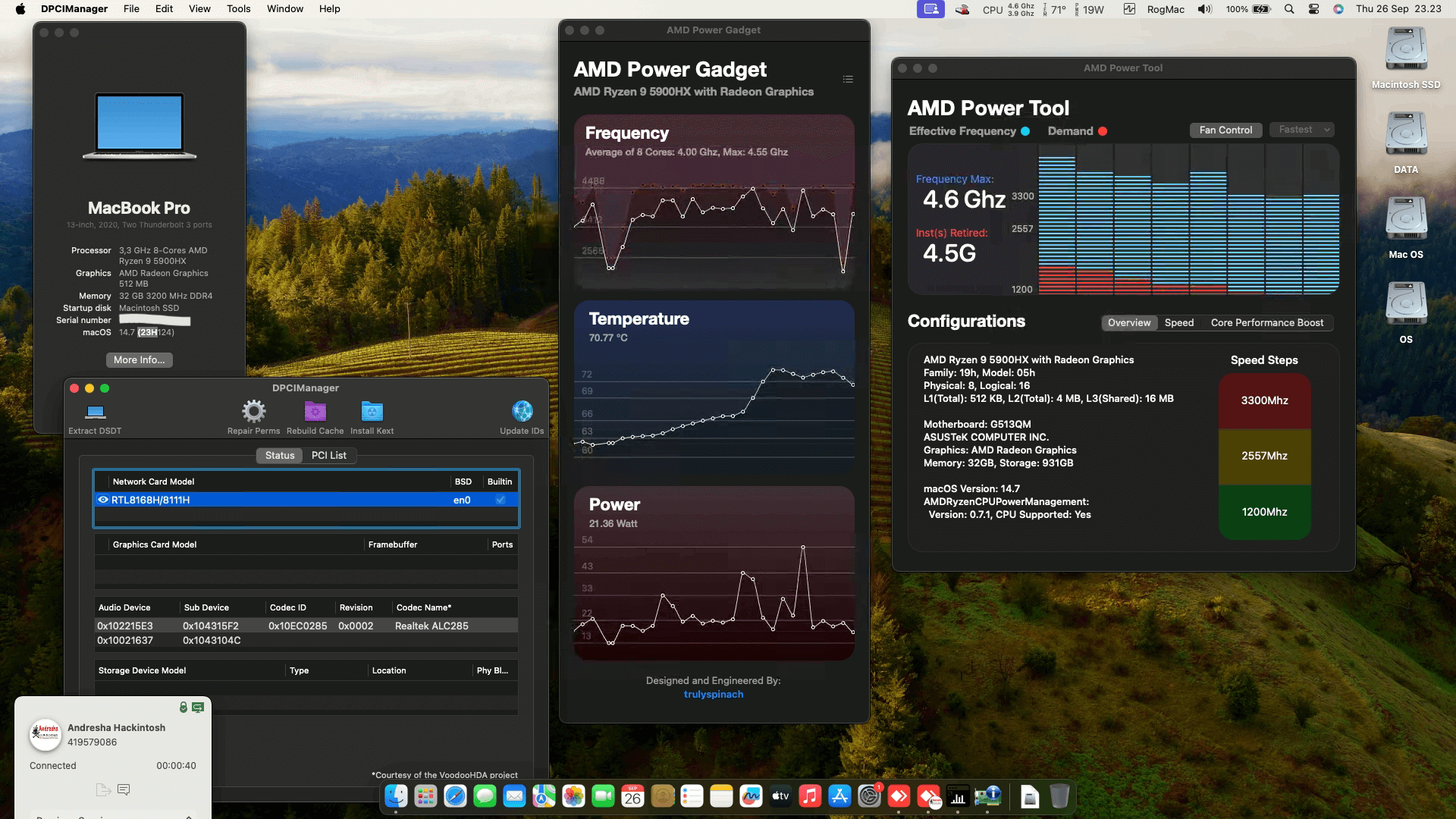Success Hackintosh macOS Sonoma 14.7 Build 23H124 in Asus ROG Strix G15 G513QM